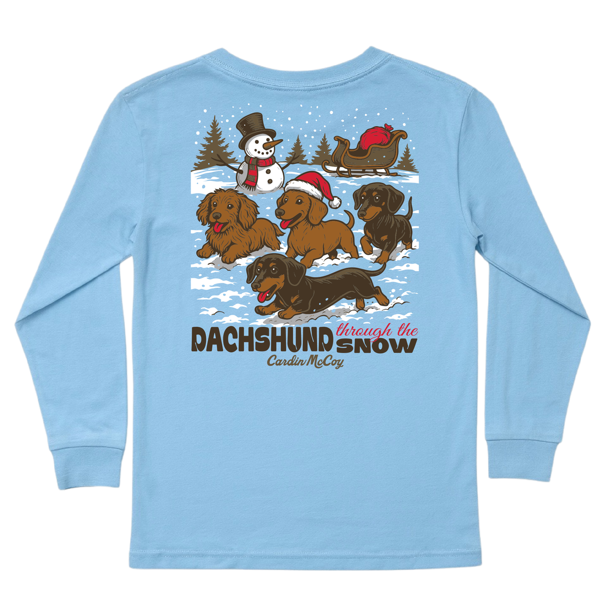 Kids' Dachshund Through The Snow Long-Sleeve Tee