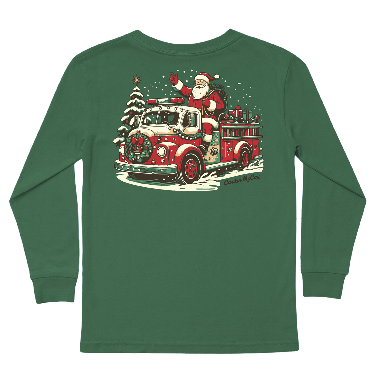 Kids' Fire Truck Santa Long-Sleeve Tee