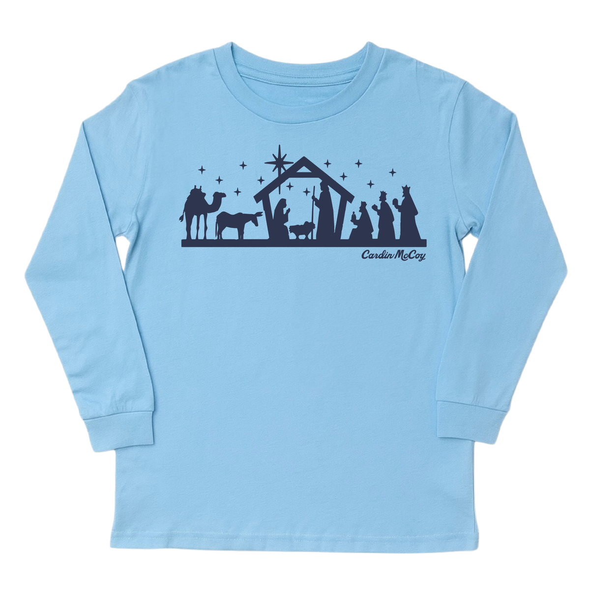 Kids' Nativity Sketch Front Long-Sleeve Tee